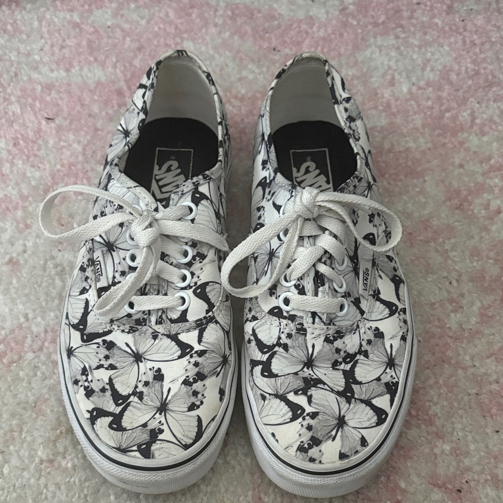 Vans Women's Black and White Butterfly Sneakers